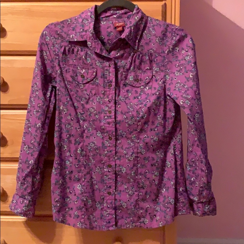 Purple flower long sleeve shirt